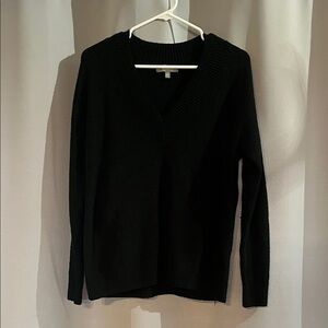 Marled Black V-Neck Sweater